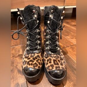 Michael Kors Leopard Print Combat Boots Size 8.5